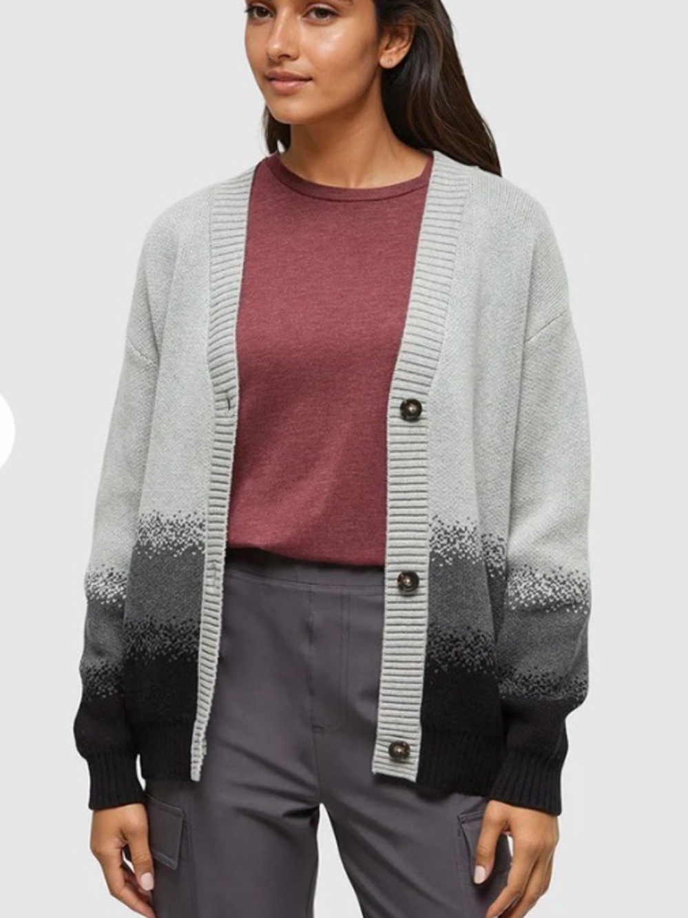tentree Creek Cardigan in Harbour Grey Heather Fade
